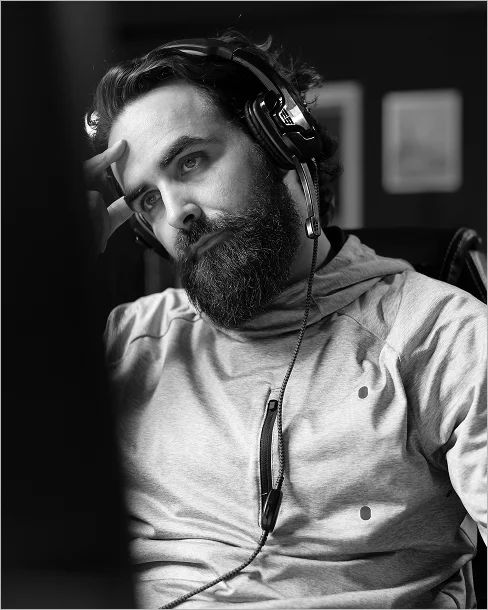 Esports competitor wearing a headset and training mental focus